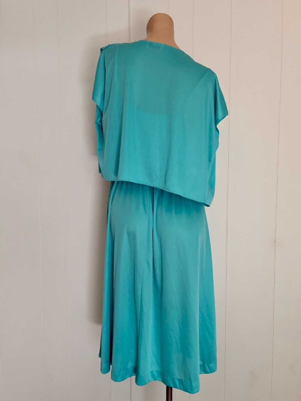 VTG 1970s Blue Disco Dress w Bolero Jacket Sz L - Picture 6 of 8